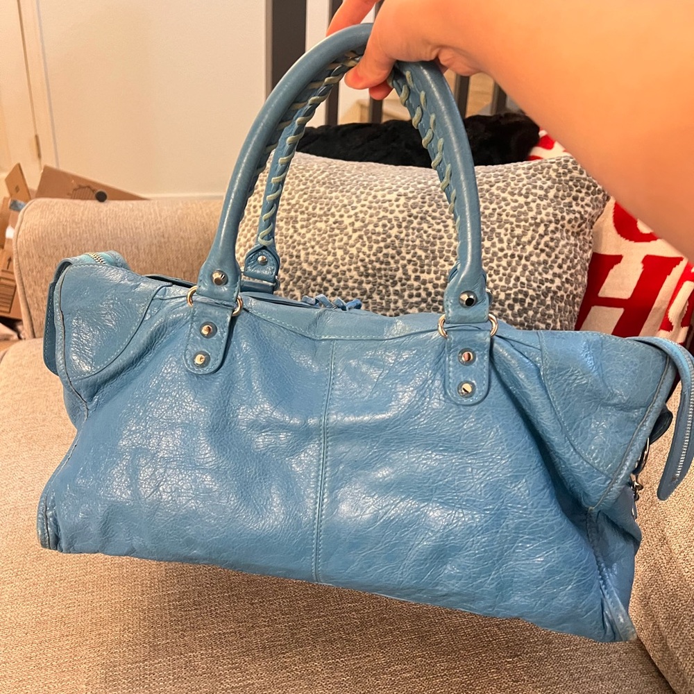 Balenciaga Part Time Le City Blue Leather Bag - Picture 3 of 12